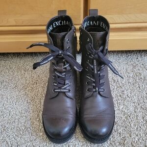 Armani Exchange brown combat boots